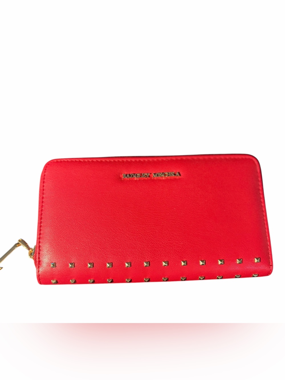 Badgley Mischka full zip around studded wallet nwt